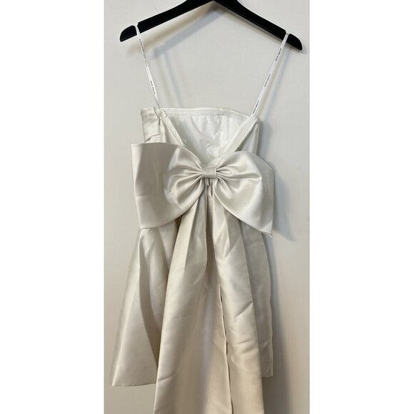 ALFRED SUNG Oversize Bow Back Strapless Minidress in Ivory Size US 0 - Picture 10 of 10